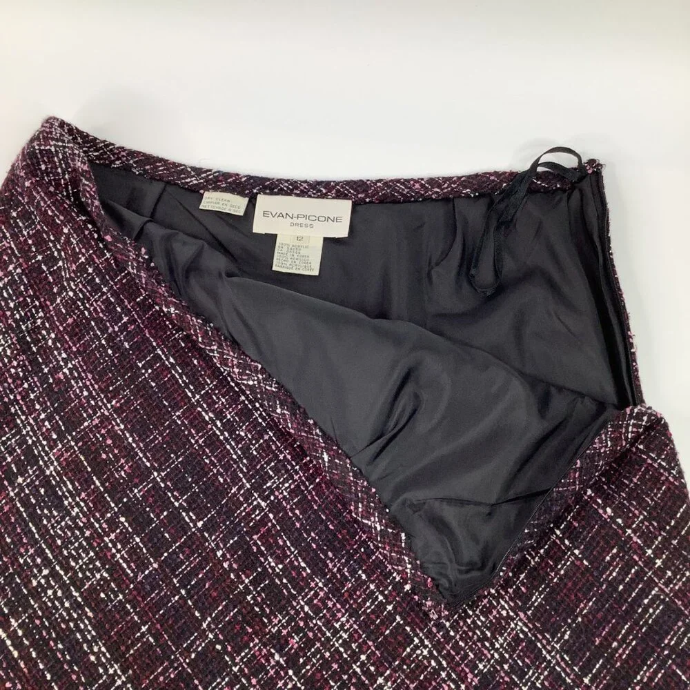 Evan Picone Tweed A-Line Skirt Size 12 Wool Blend Office Acadamia Old Money - Picture 5 of 6